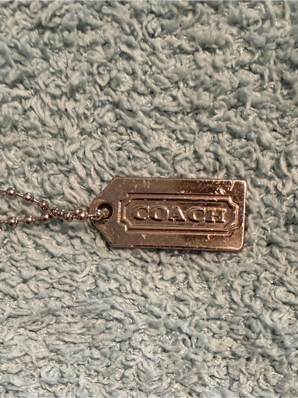 Coach Metal Silver Tone Metallic Key Ball Chain Fob Purse Handbag Charm Hang Tag